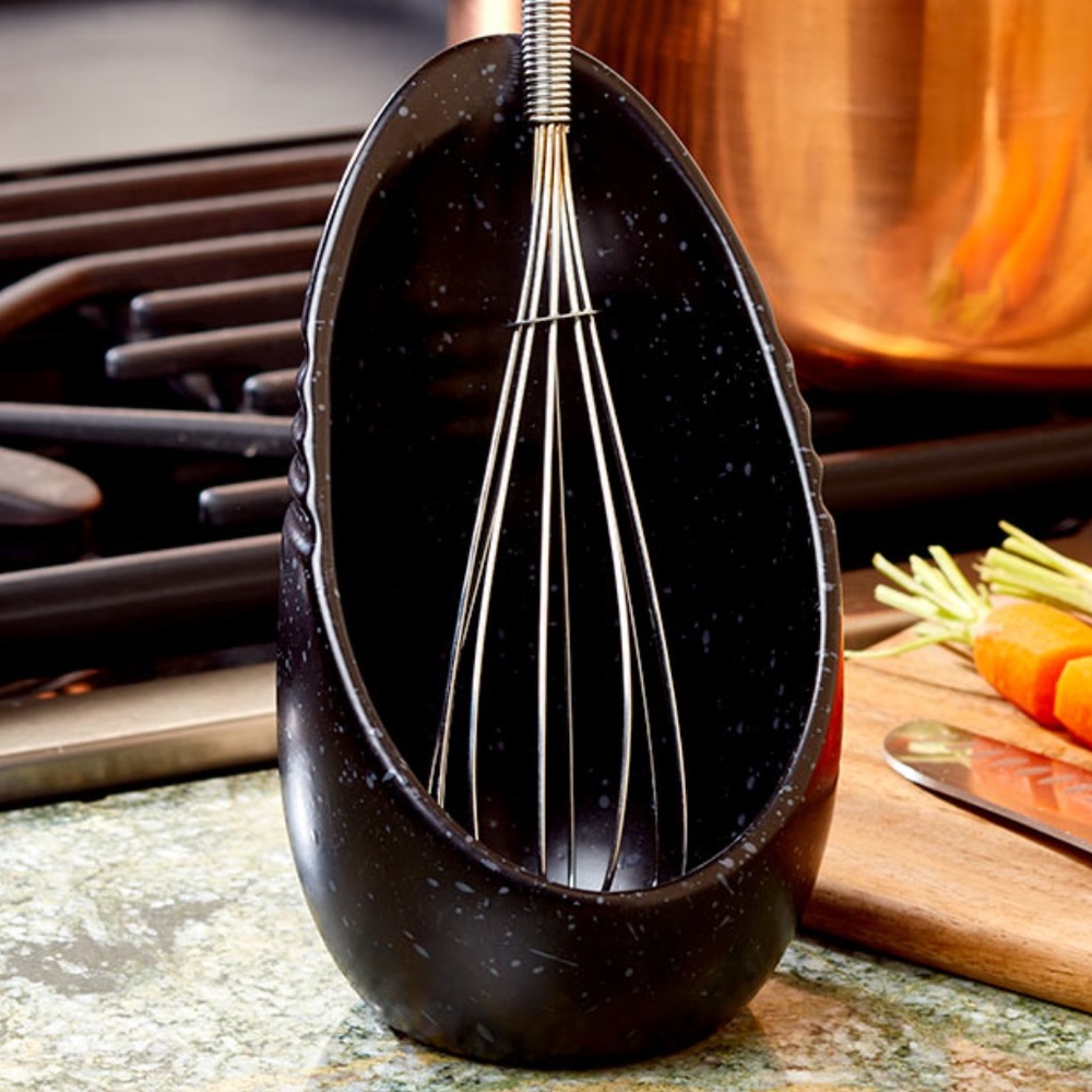 Speckled Upright Spoon Rests BLACK Earthenware NEW